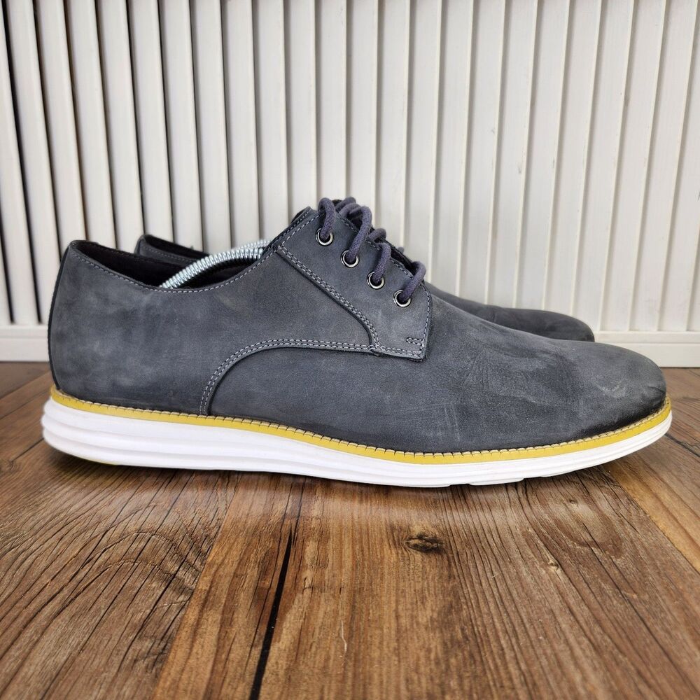 Cole Haan Original Grand Plain Toe Nubuck Oxford Mens 12M Gray Prep Shoes C30306